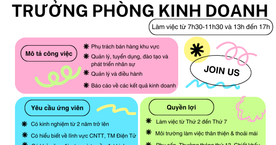 👉CÔNG TY TNHH TỨ QUÝ 17-9-9 CẦN TUYỂN DỤNG : 1 Trưởng phòng Kinh doanh